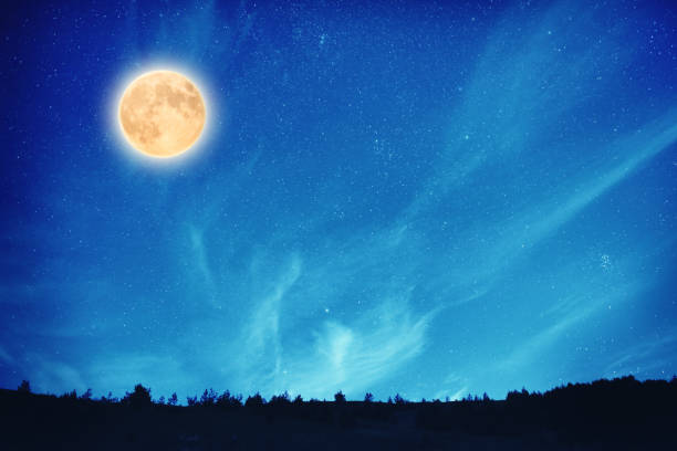 istock Full moon at night on the dark blue sky 937914310