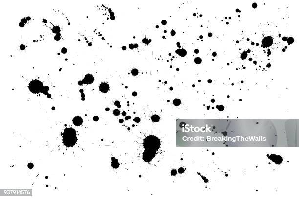 Ink Drop Splats Isolated On White Background Stock Photo - Download Image Now - Ink, Splattered, Paint