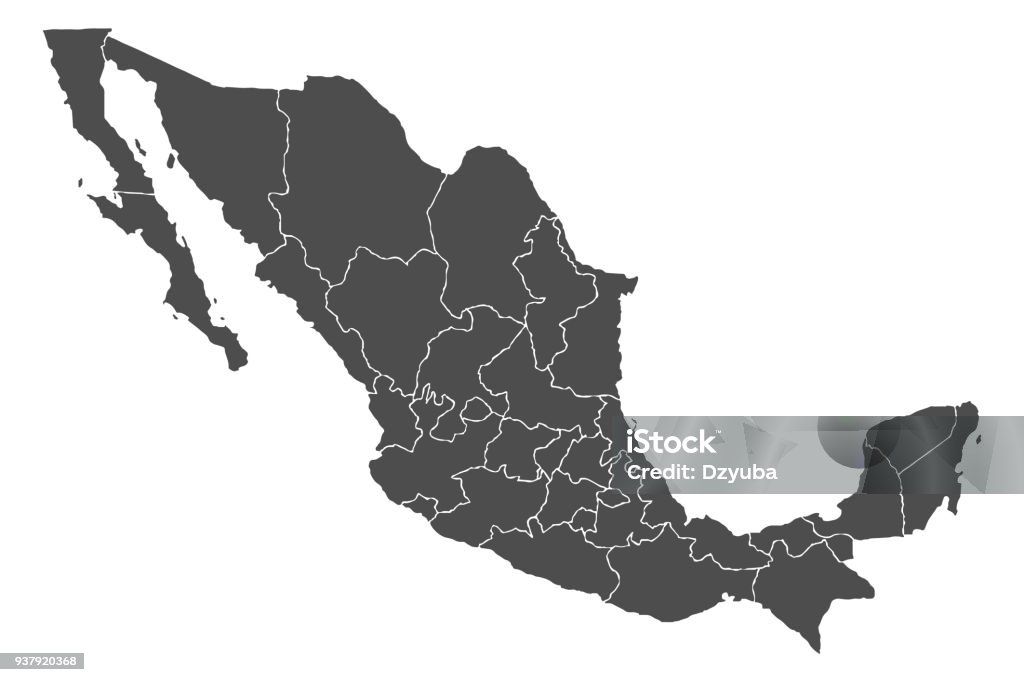 map of Mexico Detailed, accurate map of Mexico in high resolution. Vector illustration. Mexico stock vector