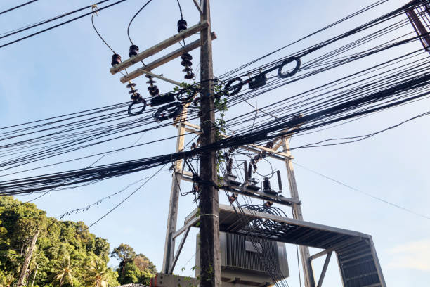 istock Power line piling for electricity s transport  through cables 937920432