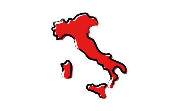 ilustrações de stock, clip art, desenhos animados e ícones de map of italy - topography map contour drawing outline