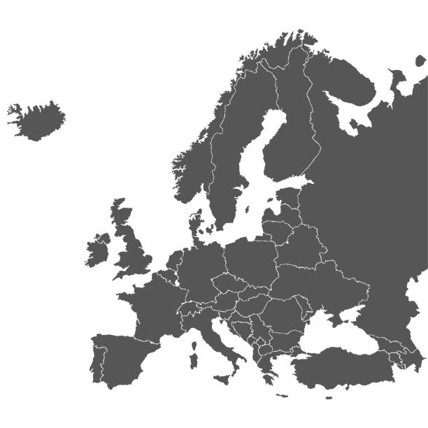 карта европы - spain germany stock illustrations