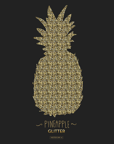 Pineapple silhouette with golden glitter texture