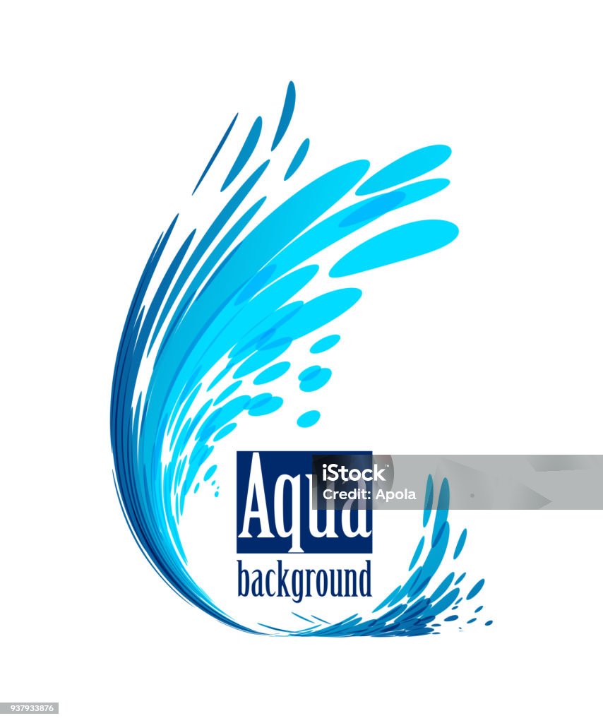 Aqua background, splash water on white Wave element on white background, splash water, frame shape Water stock vector