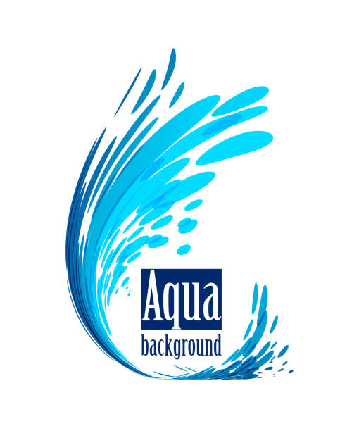 Aqua background, splash water on white Wave element on white background, splash water, frame shape fountain stock illustrations