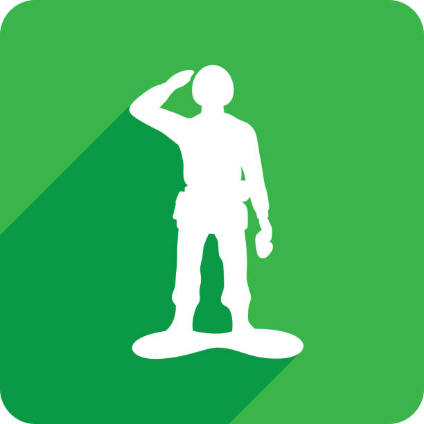 икона армейского человека силуэт 1 - navy officer armed forces saluting stock illustrations