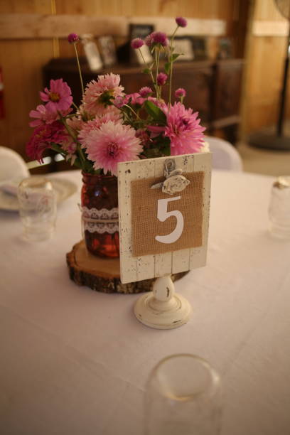 istock Rustic Floral Wedding Centerpiece Decor with Pink, White, Fuchsia Flowers 937942404