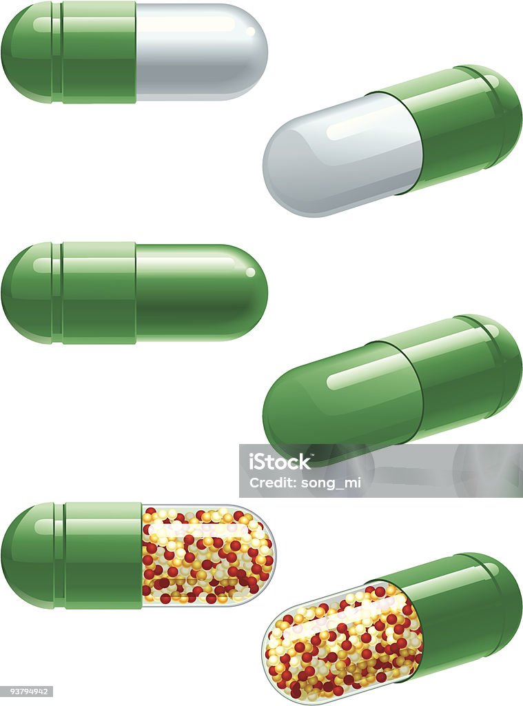 Satz von medizinischen Kapseln - Lizenzfrei Antibiotikum Vektorgrafik
