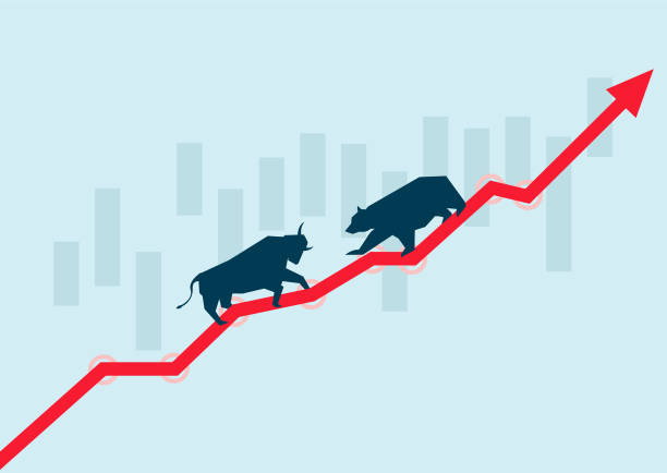 Bear market and bull market in the stock market, appreciation and devaluation Vector illustration, can be arbitrarily enlarged and reduced, can be used in any design drop bear stock illustrations