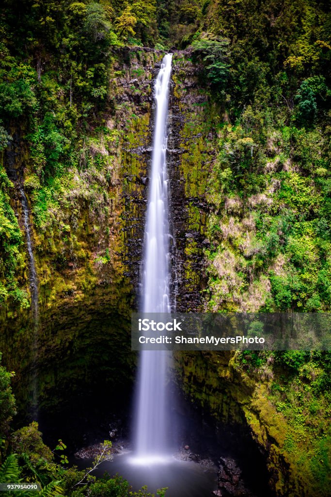 Hawaii Waterfall Beautiful waterfall in Hawaii Big Island - Hawaii Islands Stock Photo