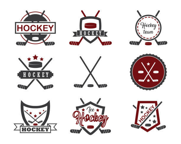 illustrations, cliparts, dessins animés et icônes de illustration de hockey insigne rétro conception, style "vintage design" - hockey mask