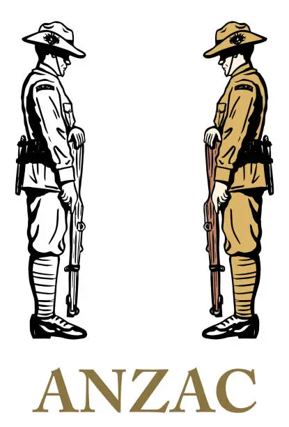 Vector illustration of Illustration of a soldier paying respect, vector