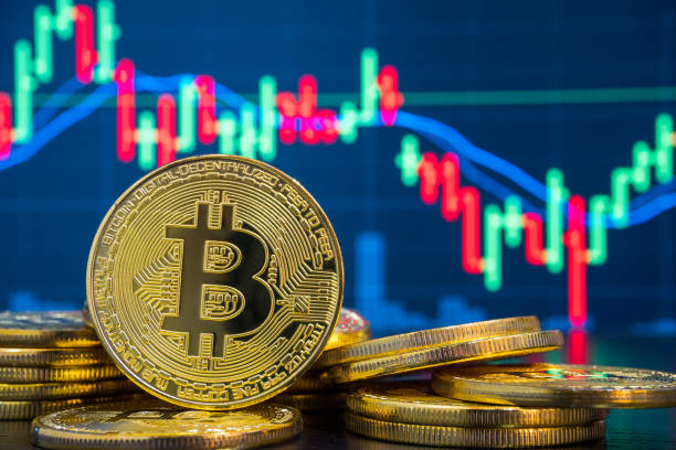 Bitcoin and Cryptocurrency Exchange Trading Market stock photo