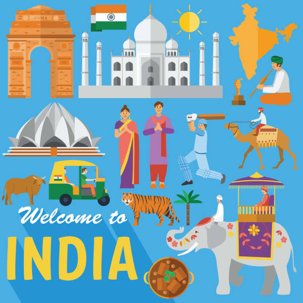 ilustrações de stock, clip art, desenhos animados e ícones de flat design, indian's icons and landmarks, vector - lotus automobiles illustrations