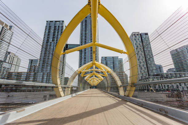 Pedestrian bridge connecting Front Street and Fort York Boulevard.