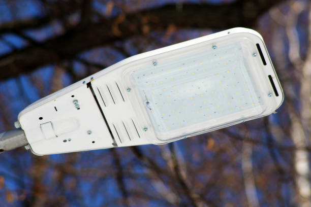 istock A street LED flashlight lights the streets at night, saving energy. 937998464