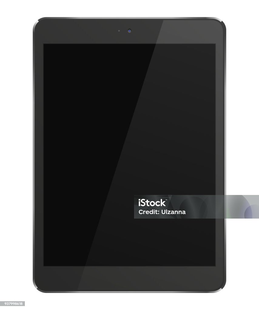 Black Tablet Computer Realistic Tablet Pc Computer With Black Screen Stock Illustration ...