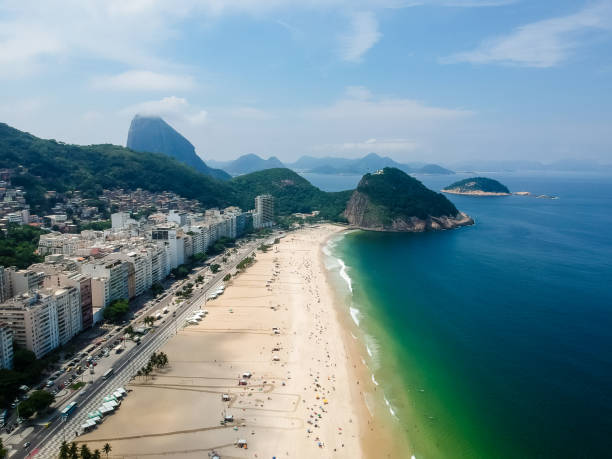 istock Aerial view of Copacabana beach during summer, sun with clouds 938004840