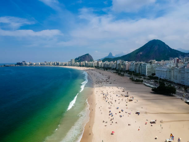 istock Aerial view of Copacabana beach during summer, sun with clouds 938004842