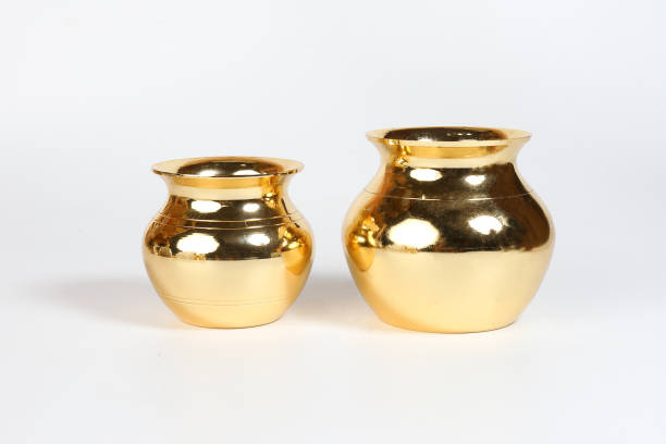 istock Shiny Polished Metal pot brass copper steel 938008034