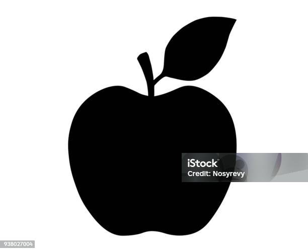 Symbole De La Pomme Silhouette Noir Isolé Sur Blanc Icône De Contour Vector Vecteurs libres de droits et plus d'images vectorielles de Pomme