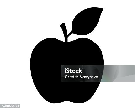istock apple symbol. black silhouette isolated on white. vector outline icon 938027004