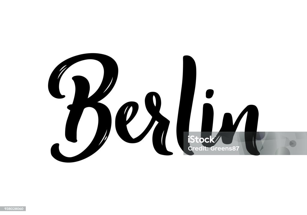 Berlin hand-lettering calligraphy. Hand drawn brush calligraphy. City lettering design. Vector illustration. Art stock vector