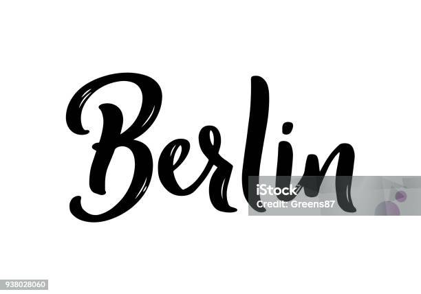 Berlin Handlettering Calligraphy Hand Drawn Brush Calligraphy City Lettering Design Vector Illustration Stock Illustration - Download Image Now