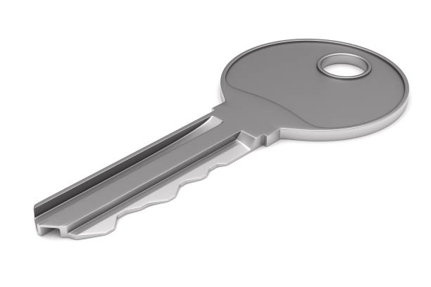 istock Metallic key on white background. isolated 3d illustration 938031084