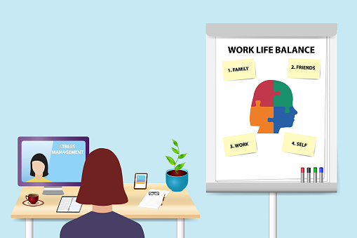 Educating Work Life Balance Concept Vector Stock Illustration ...