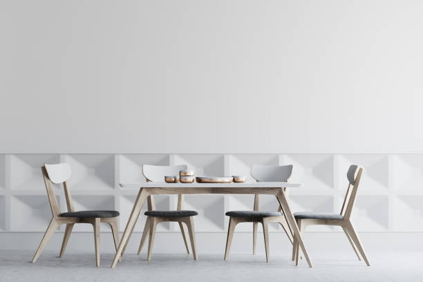 istock White dining room interior, wooden chairs 938034572