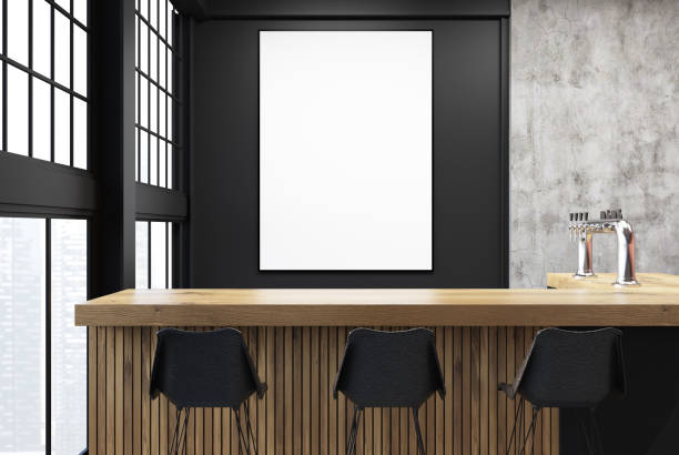 istock Loft bar corner, black walls, poster 938035330