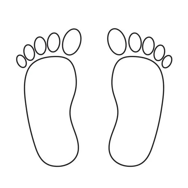 Vector illustration of Foot prints. Black on white. Stock vector illustration