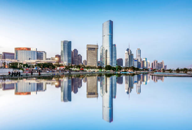 istock empty marble floor with cityscape and skyline in cloud sky 938056886