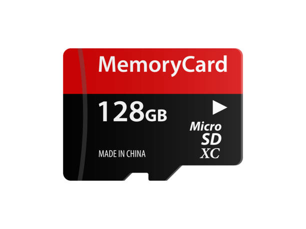 ilustraciones, imágenes clip art, dibujos animados e iconos de stock de memoria tarjeta micro sd icono vector - memory card memories technology data