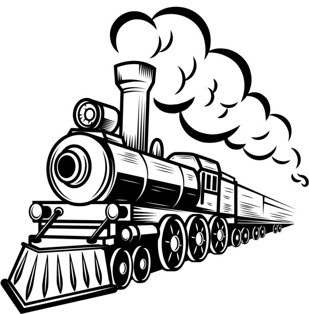 ilustrações de stock, clip art, desenhos animados e ícones de retro train illustration isolated on white background. design element for  label, emblem, sign. - steam engine