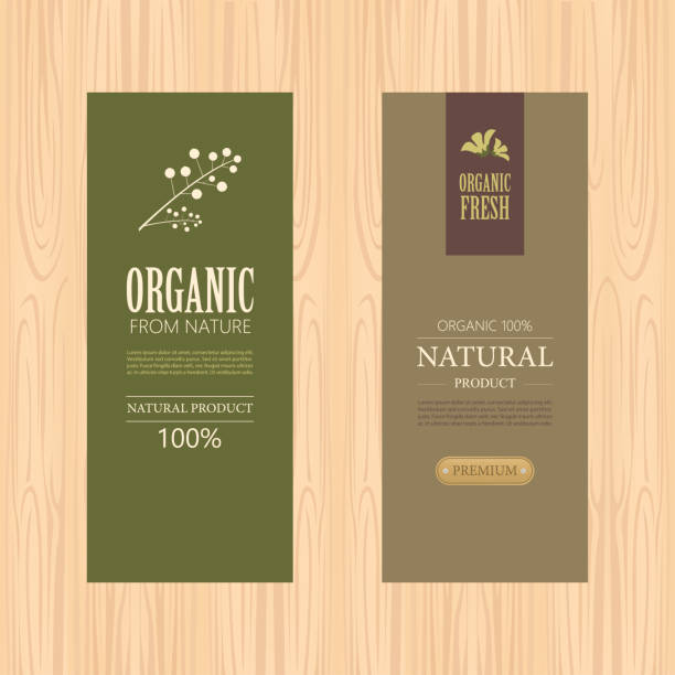 set of natural label and organic label green color. vintage labels and badges design. vector art illustration