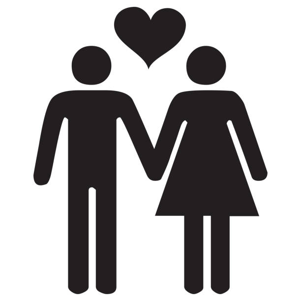 ilustrações de stock, clip art, desenhos animados e ícones de couple in love holding hands icon - human hand on black