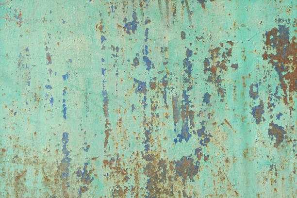 istock Old painted metal texture with traces of rust and cracks 938075506