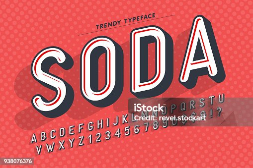 istock Condensed display font popart design, alphabet, letters and numb 938076376