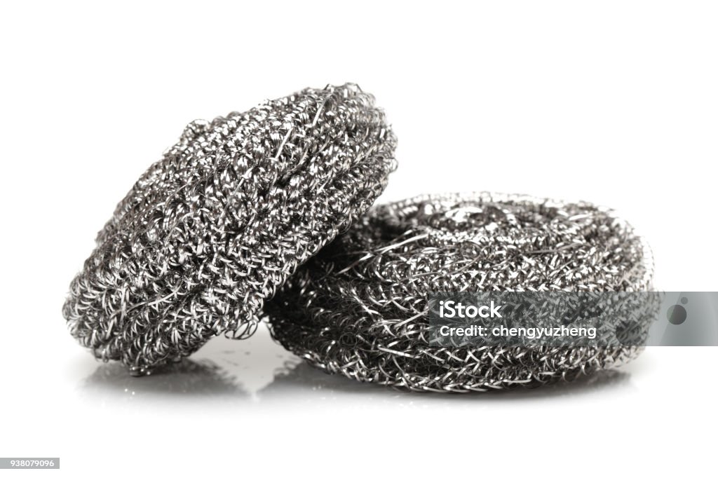 Steel wool on a white background Scouring Pad Stock Photo