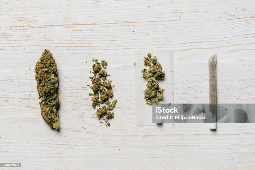 Entwicklung des Unkrauts - Lizenzfrei Marihuana - Cannabisblütenstände und -blätter in unverarbeiteter Form Stock-Foto