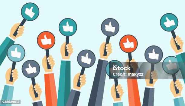 Business Compliment Concept Thumbs Up Hands Flat Vector Illustration Stock Illustration - Download Image Now