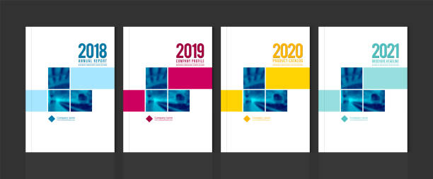 ilustrações de stock, clip art, desenhos animados e ícones de cover design for annual report business catalog company profile brochure magazine flyer booklet poster banner. a4 template element cover vector eps-10 sample image with gradient mesh. - book cover