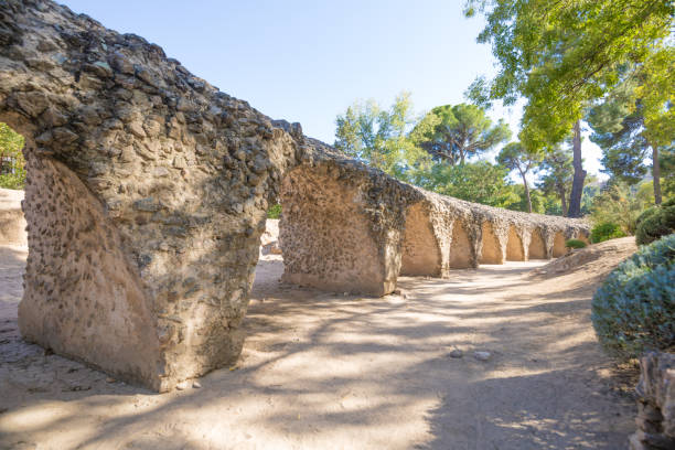 ruins of the tiers of ancient Roman circus in Toledo stock photo