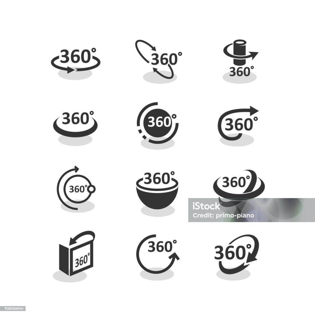 conjunto de iconos de rotación de 360 grados - arte vectorial de Vista de 360 grados libre de derechos