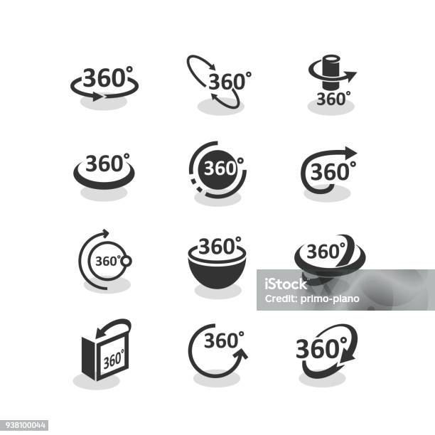 360 Degree Rotation Icons Set Stock Illustration - Download Image Now - 360-Degree View, Tourism, Virtual Reality