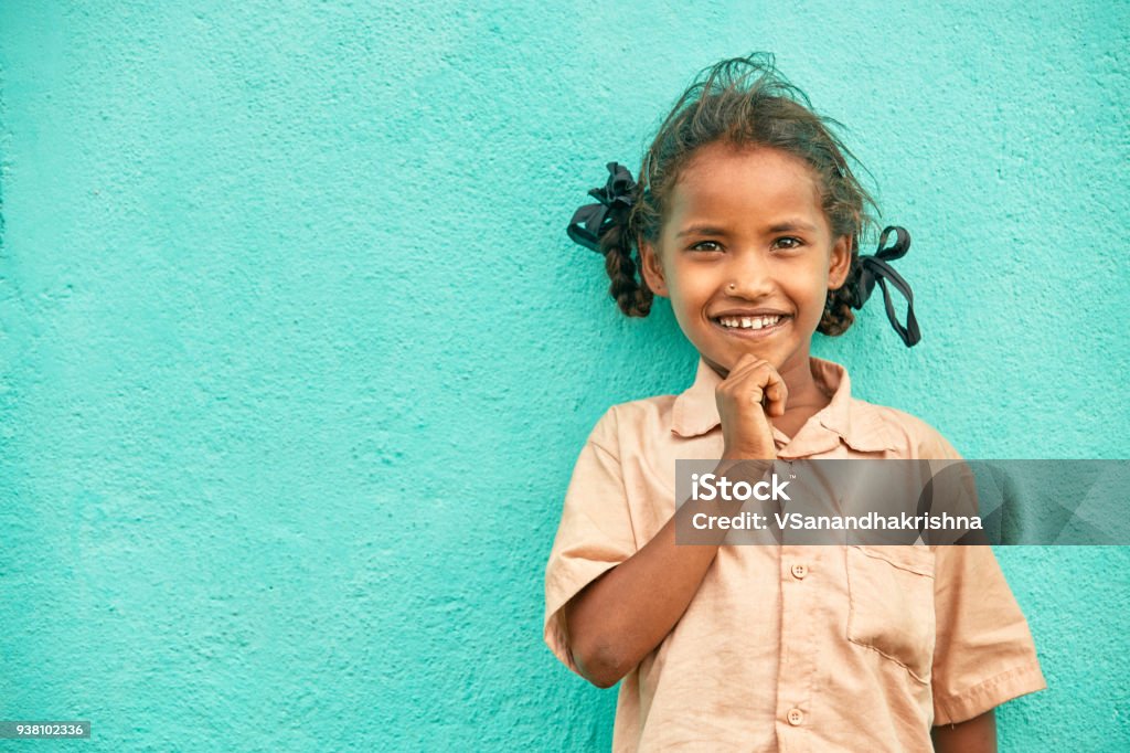 Glücklich niedlich armen indischen kleines Mädchen portrait - Lizenzfrei Kind Stock-Foto