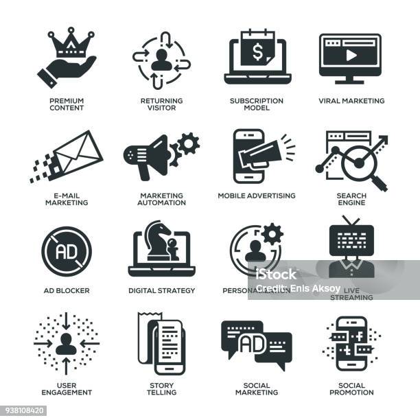 Digital Marketing Icons Stock Illustration - Download Image Now - Icon Symbol, Marketing, Digital Marketing