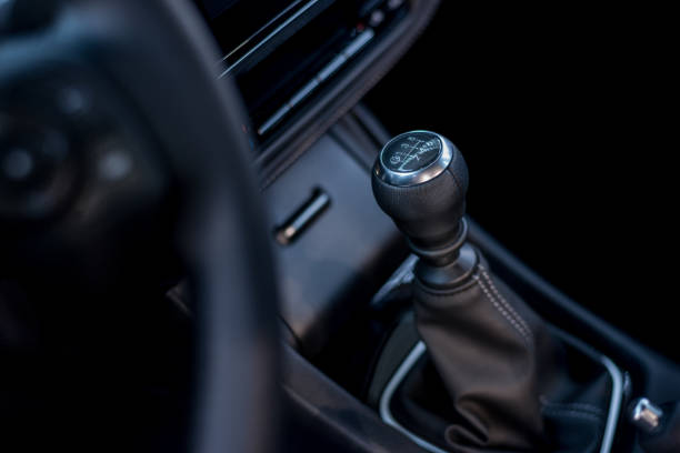 istock Car interior with manual transmission gear shift 938116060